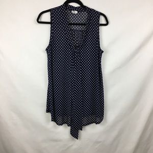 Navy Blue/ White Polka Dot Top Size L
